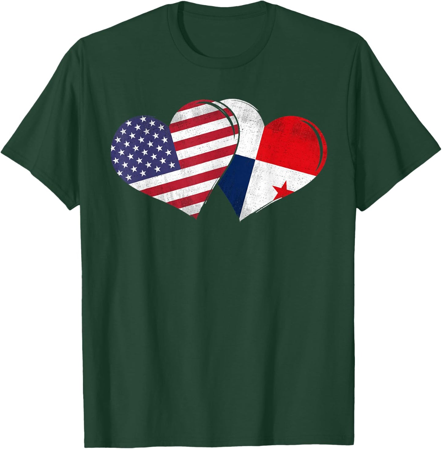 Vintage Panama - American Flag Heart For Panamanian T-Shirt - T-Shirt | Forest