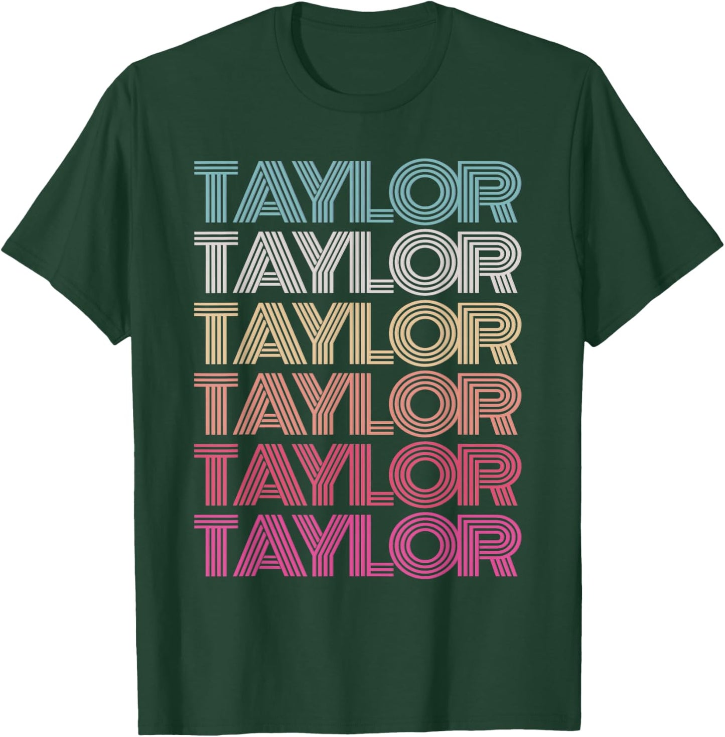 Girl Boy TAYLOR Retro First Name Personalized Birthday 70's T-Shirt - T-Shirt | Forest