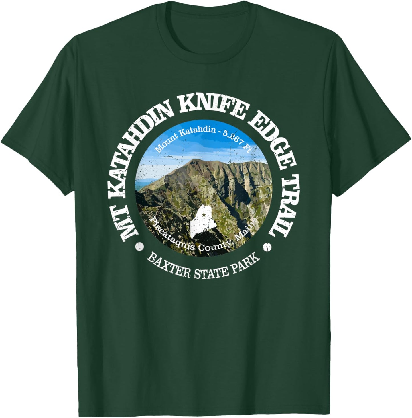 Knife Edge Trail Vintage Mount Katahdin Mountain Hiking T-Shirt - T-Shirt | Forest