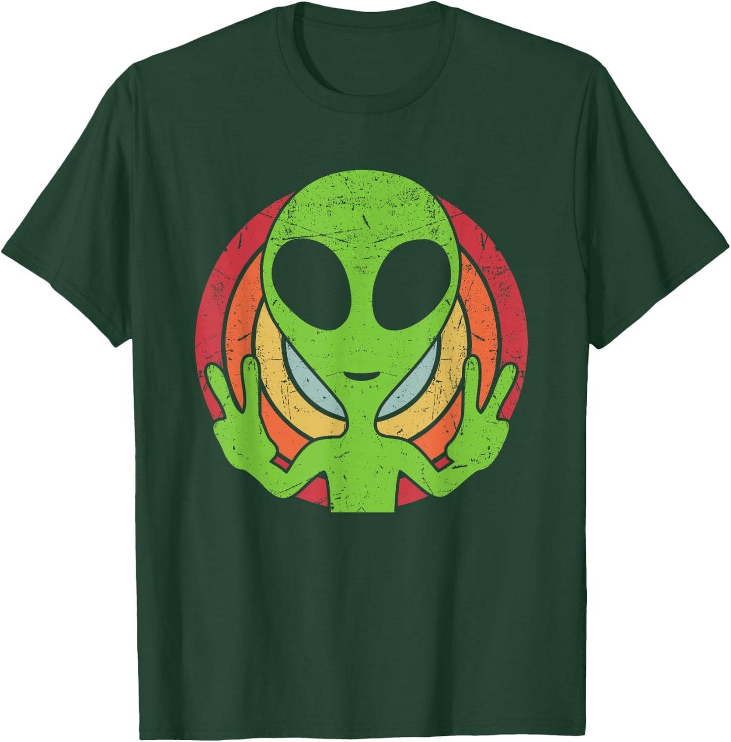 Funny Retro 80's Style Vintage UFO Lover Alien Space Gift T-Shirt - T-Shirt | Forest