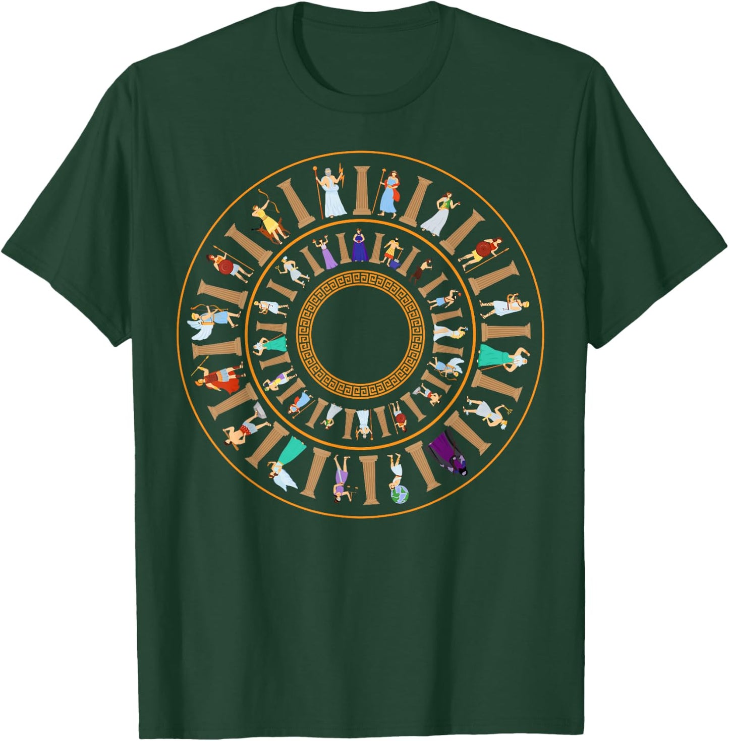 ...Ancient Greece Mythology ...- Greek Gods Vortex - Ancient Greece Mythology Portal - -Adults, -Kids - Black - Small - Short Sleeve - Cotton, Polyester T-Shirt - T-Shirt | Forest