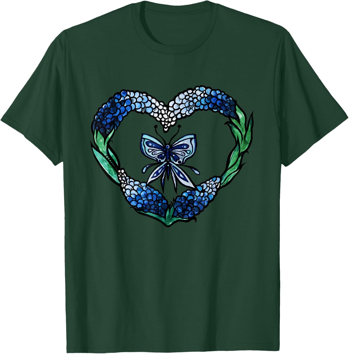 Texas Bluebonnets Blue Butterfly T-Shirt - T-Shirt | Forest