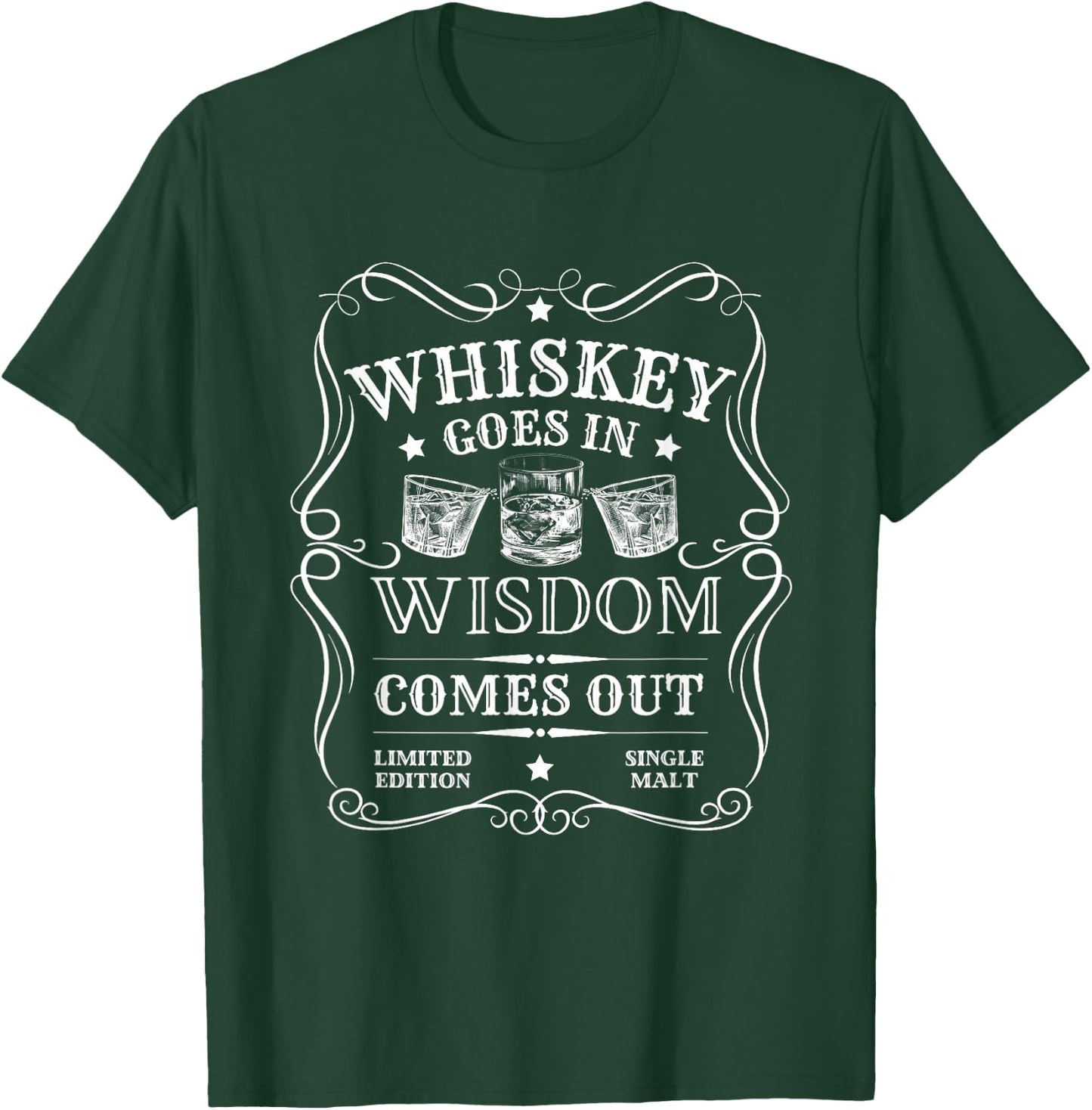 Whiskey Goes In Wisdom Comes Out Funny Drinking T-Shirt - T-Shirt | Forest