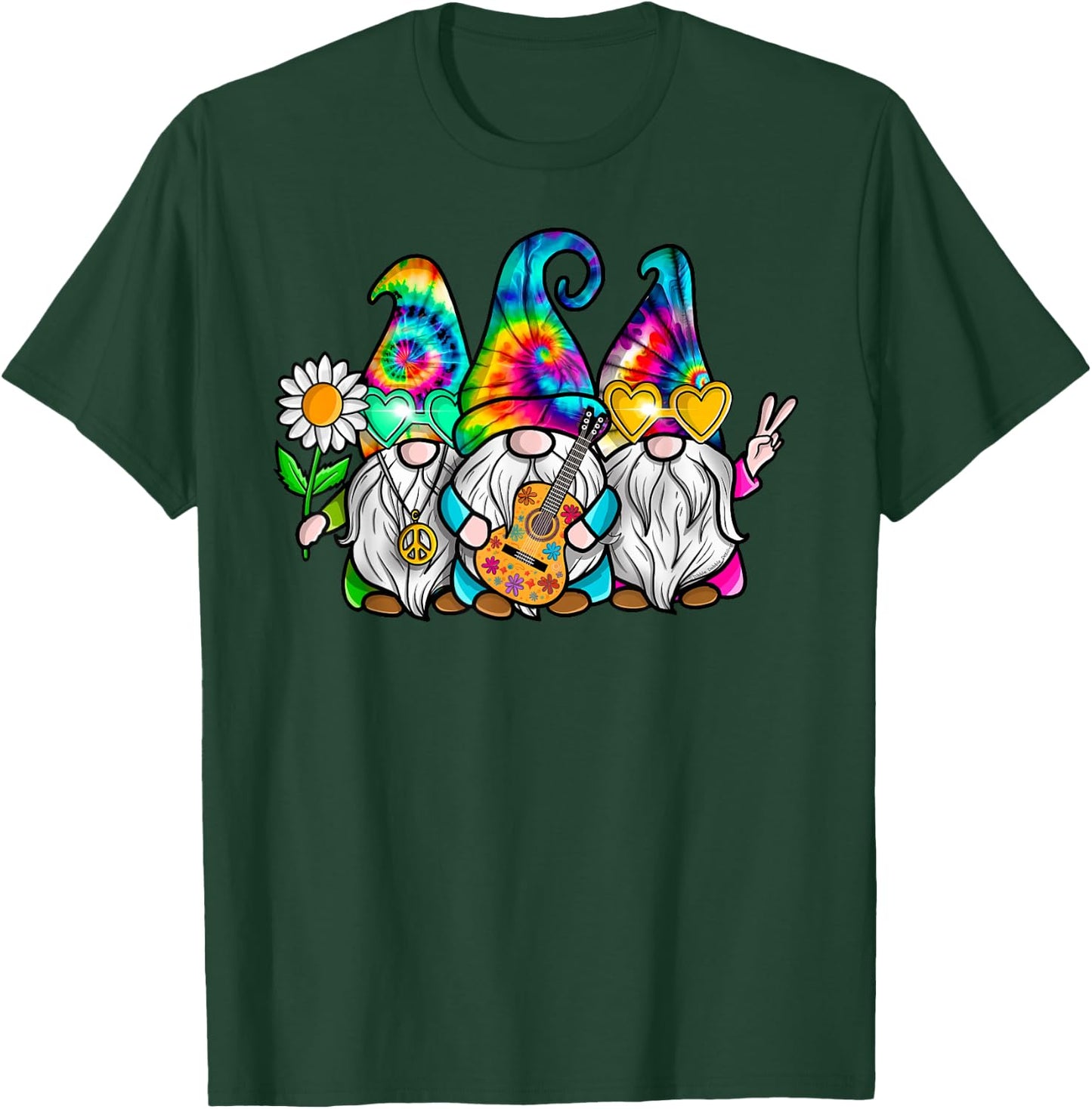 Hippie Gnomes Tie Dye Peace Love Peace Sign 60s 70s Hippie T-Shirt - T-Shirt | Forest