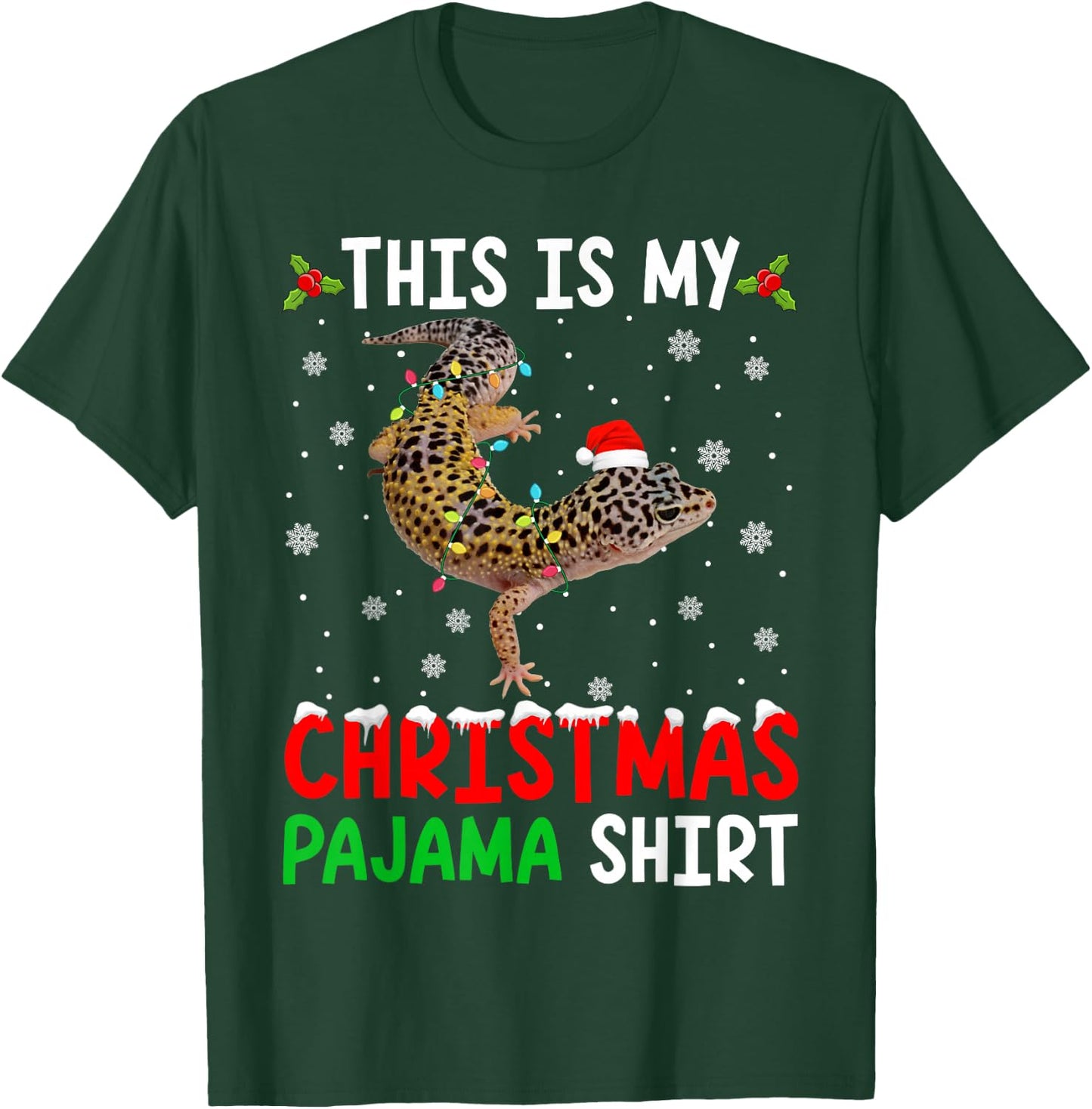 This Is My Christmas Pajama Leopard Gecko Xmas Funny Animals T-Shirt - T-Shirt | Forest