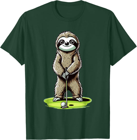 Sloth Playing Golf Funny Golfing Lover Golfer T-Shirt - T-Shirt | Forest