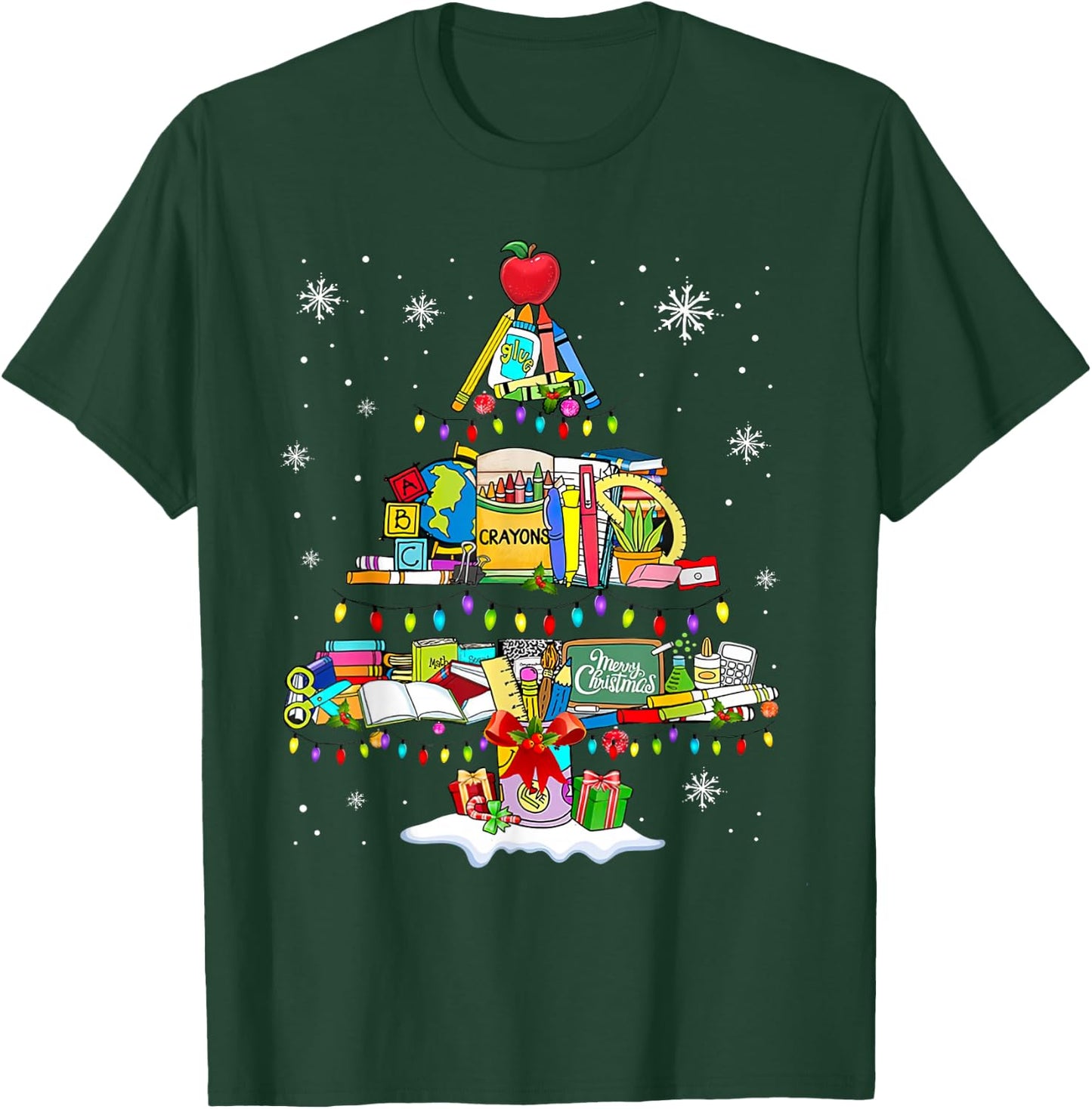 Teacher Christmas Tree School Supplies T-Shirt - T-Shirt | Forest