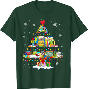 Teacher Christmas Tree School Supplies T-Shirt - T-Shirt | Forest