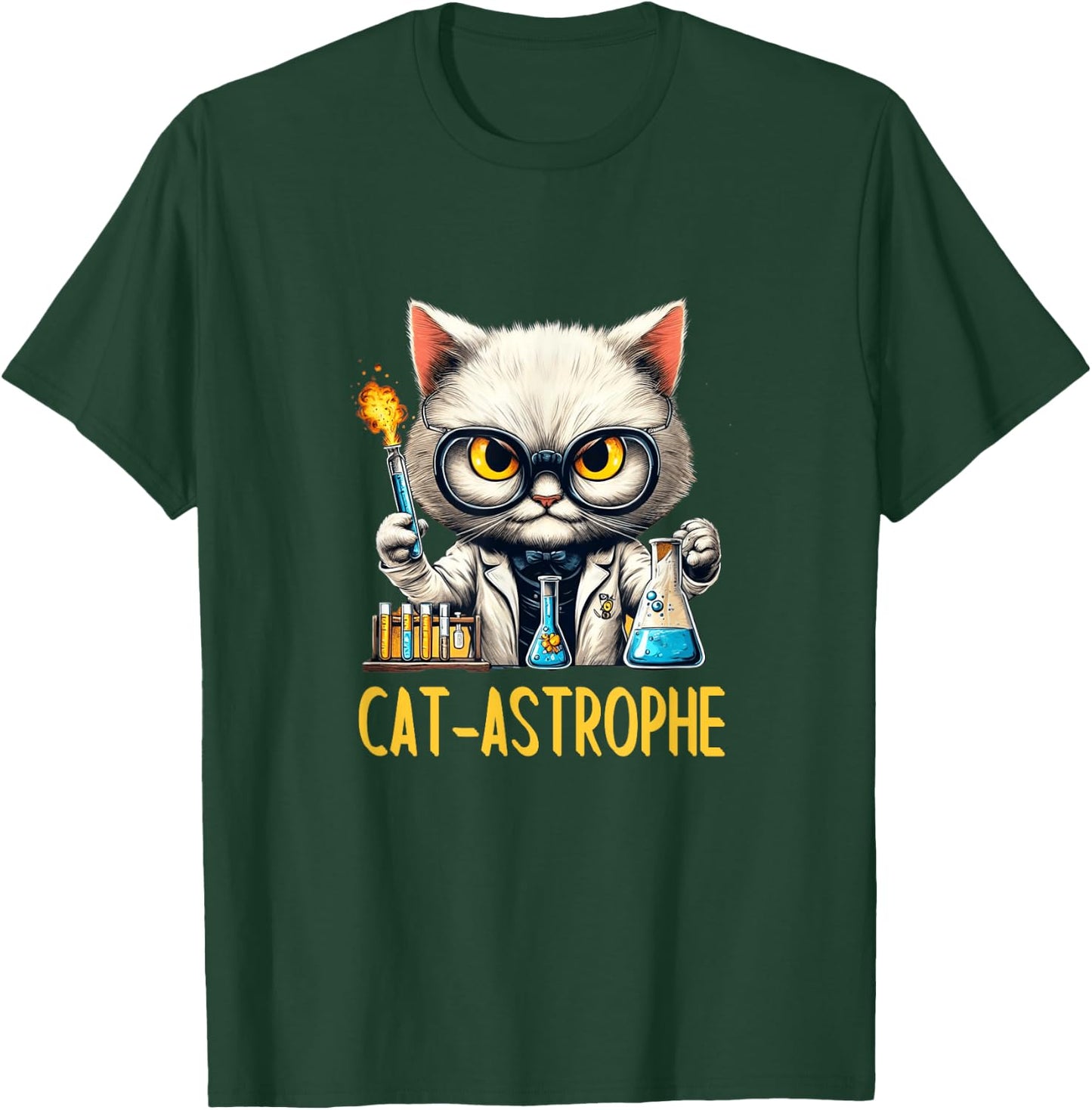 Science Cat Funny CAT-ASTROPHE Chemistry Lab Explosion Kitty Women T-Shirt - T-Shirt | Forest