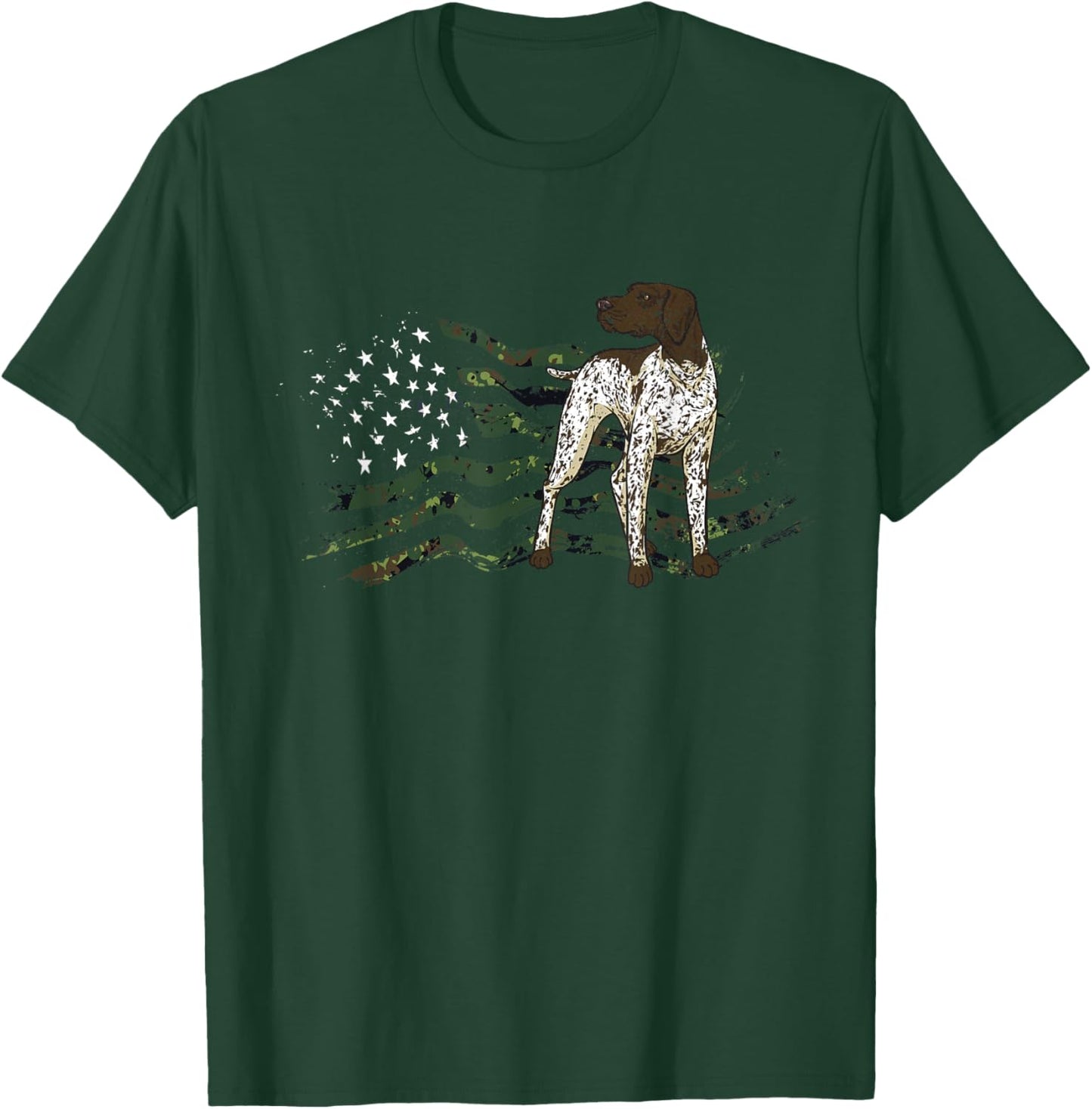 German Shorthaired Pointer American Flag GSP Dog T-Shirt - T-Shirt | Forest