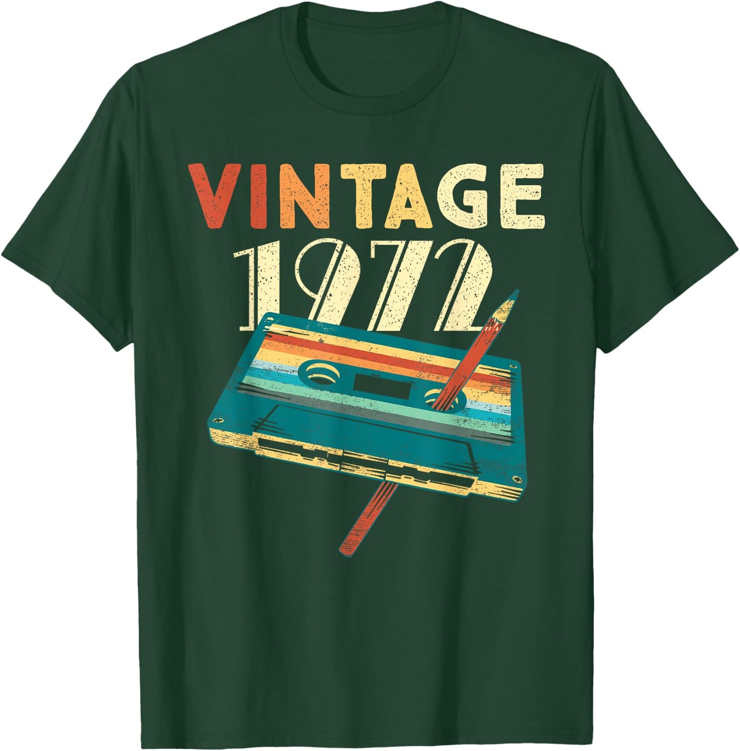 Vintage 1972 Music Cassette 53rd Birthday Gifts 53 Years Old T-Shirt - T-Shirt | Forest