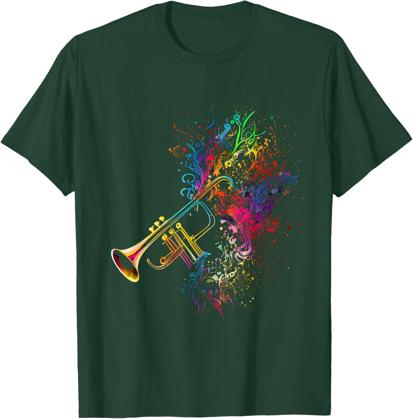 Trumpet Player Musician Gifts & Designs Men's Black Trumpet Trumpets T-Shirt - T-Shirt | Forest