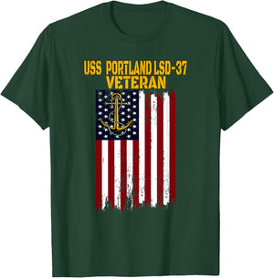 USS Portland LSD-37 Dock Landing Ship Veteran Father's Day T-Shirt - T-Shirt | Forest