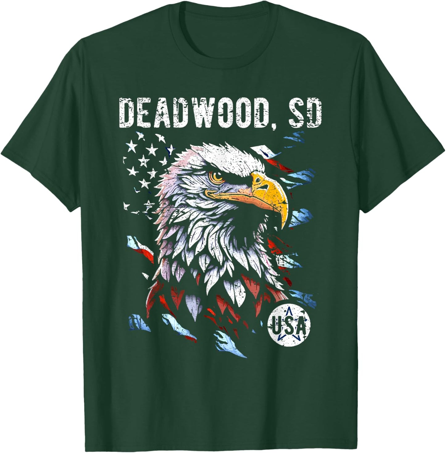 Deadwood SD Patriotic Eagle USA Flag Vintage Style Design Kids Men T-Shirt - T-Shirt | Forest