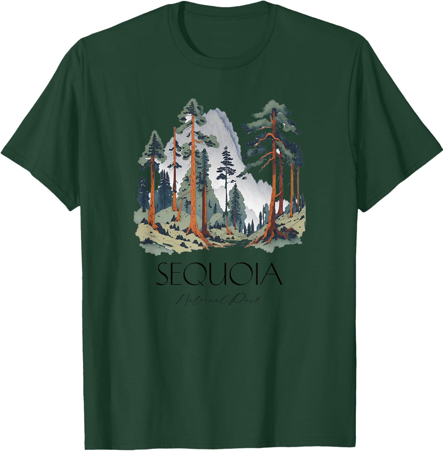 Cool Sequoia National Park Hiking Watercolor Graphic T-Shirt - T-Shirt | Forest