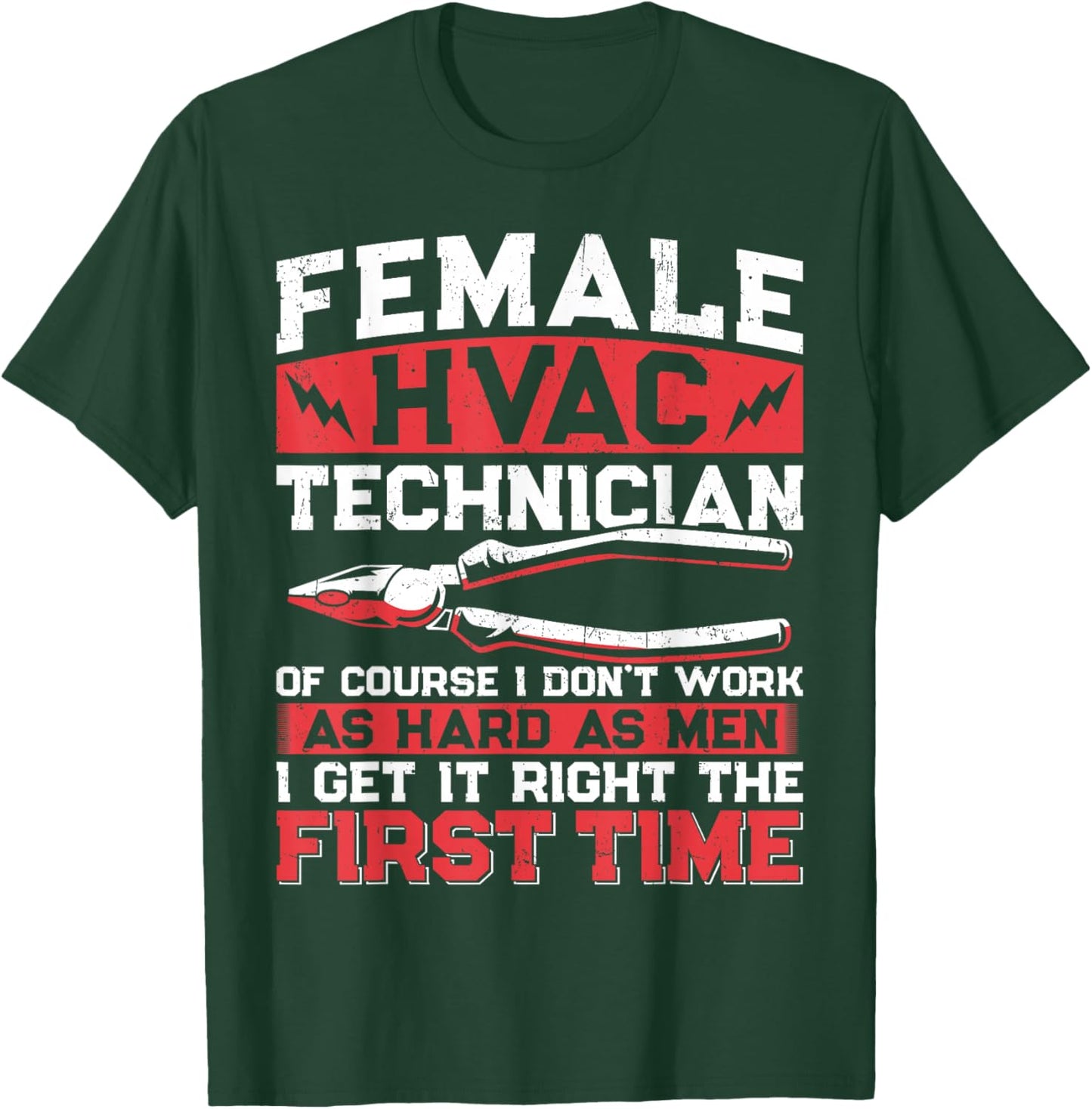 HVAC Technician Tech Female Girl Vintage Female Hvac T-Shirt - T-Shirt | Forest