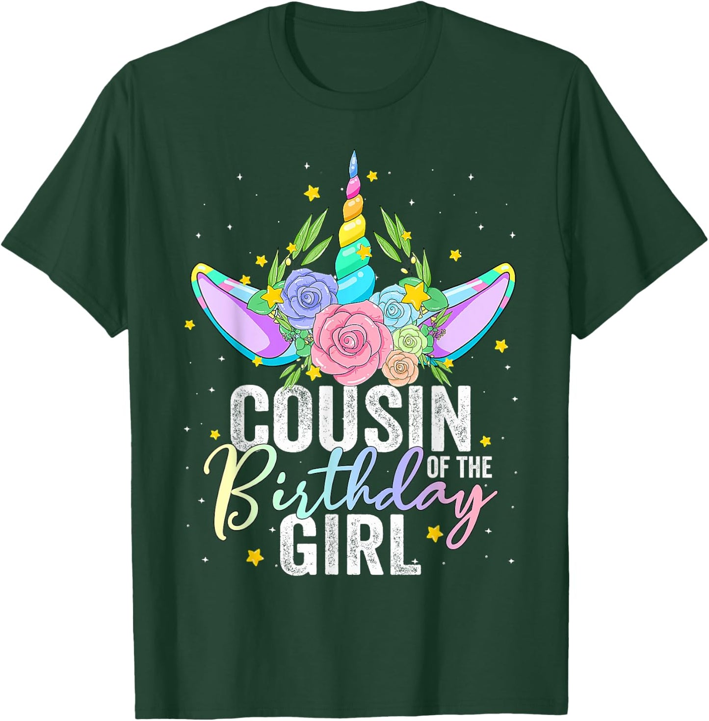 Cousin Of The Birthday Girl Gift Unicorn Birthday T-Shirt - T-Shirt | Forest