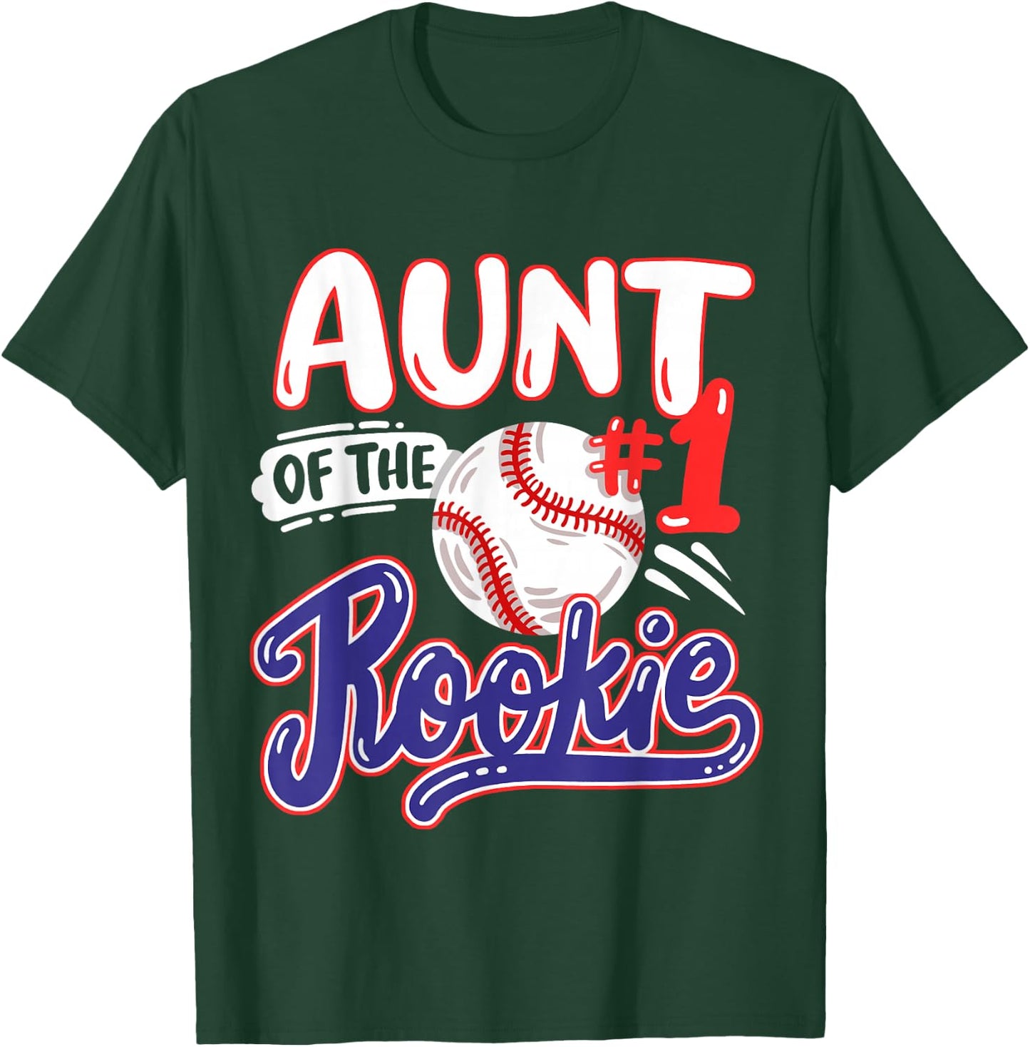 Aunt of Rookie 1st Baseball Birthday Party Theme Matching T-Shirt - T-Shirt | Forest