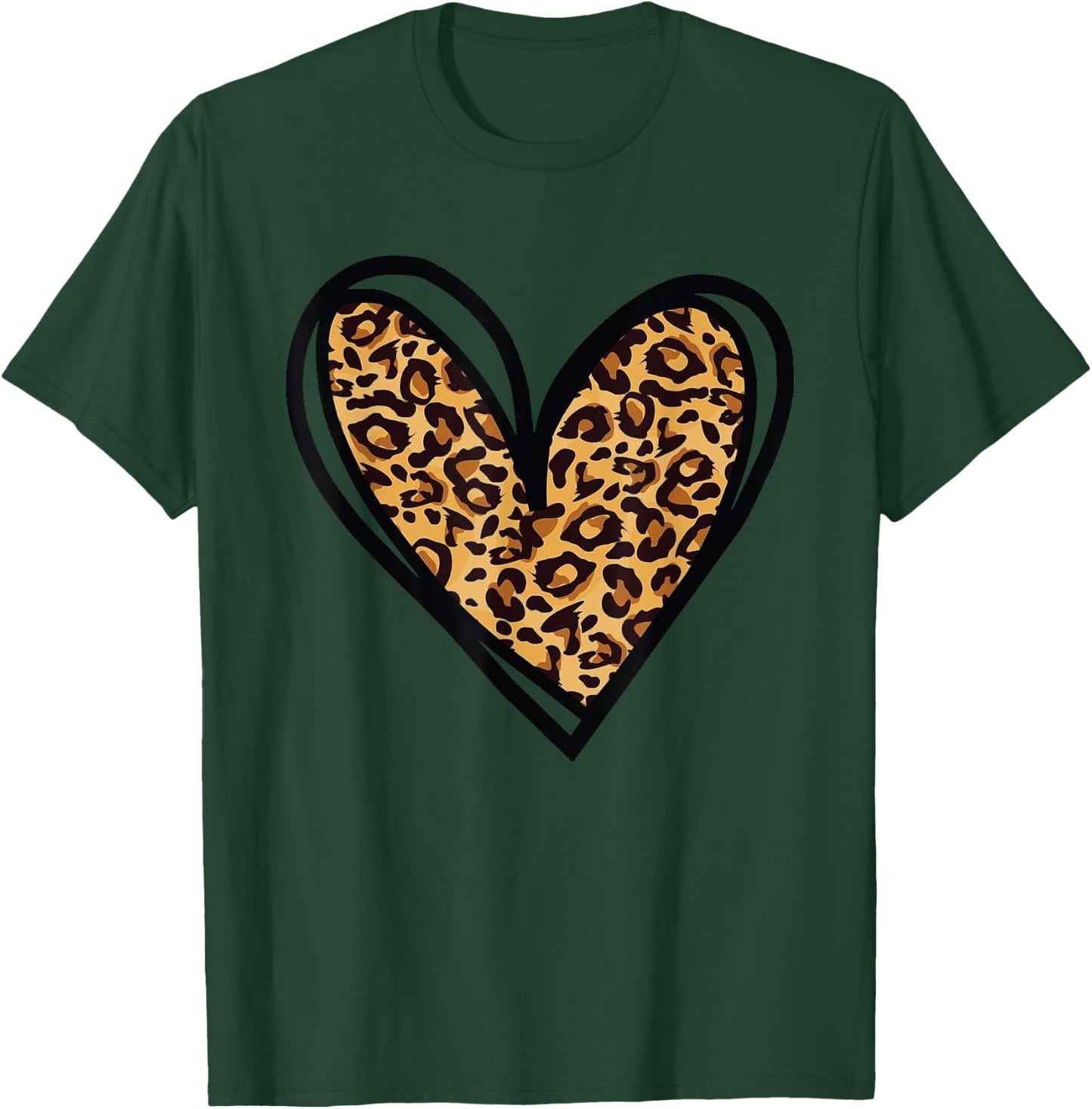 Love Cheetah Leopard Print Heart Valentines Day Girls Women T-Shirt - T-Shirt | Forest