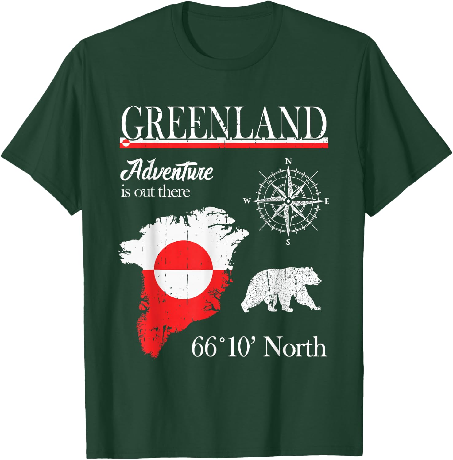 Greenland - Adventure Is Out There - Greenland Flag T-Shirt - T-Shirt | Forest