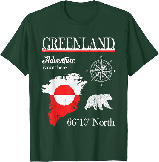 Greenland - Adventure Is Out There - Greenland Flag T-Shirt - T-Shirt | Forest