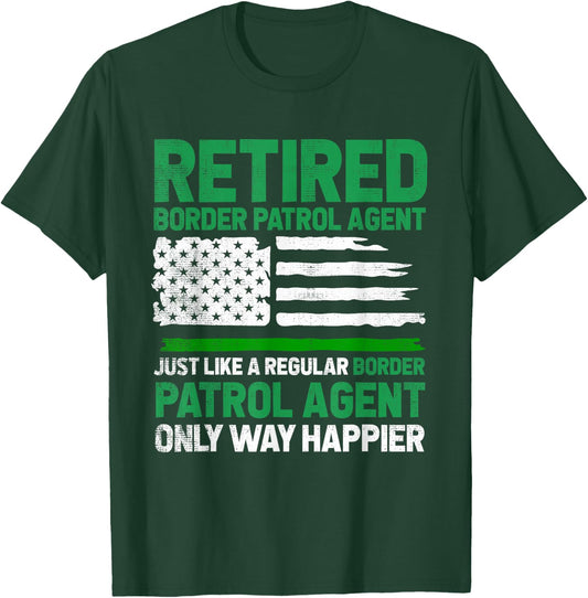 Border Patrol Agent Retired Border Patrol Agent US Flag T-Shirt - T-Shirt | Forest