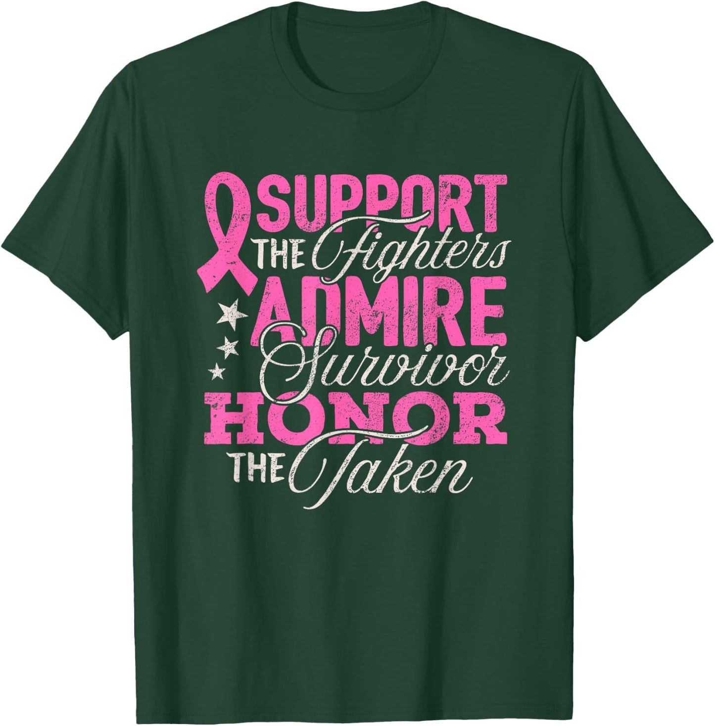 Breast Cancer Awareness Support Fighter Pink Ribbon Women T-Shirt - T-Shirt | Forest