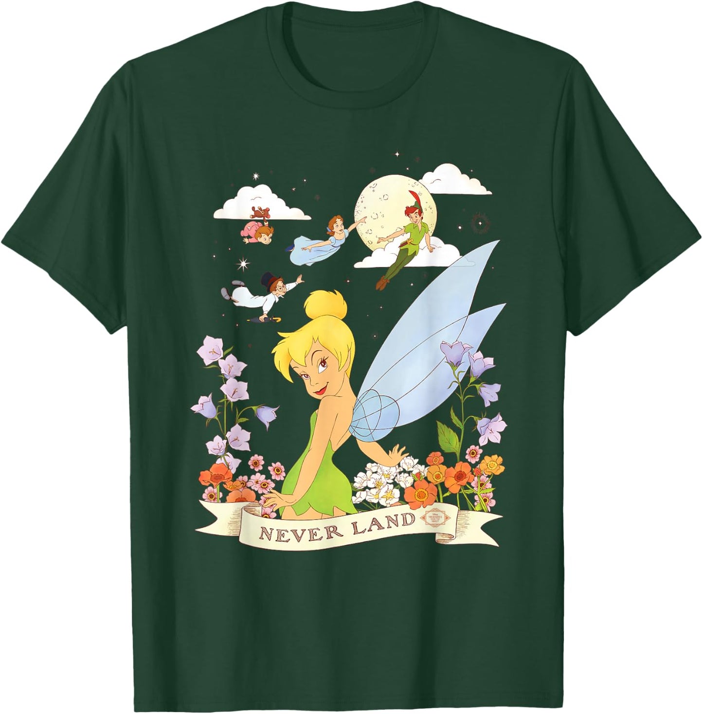 Disney Peter Pan Tinker Bell Never Land Flowers and Flight T-Shirt - T-Shirt | Forest