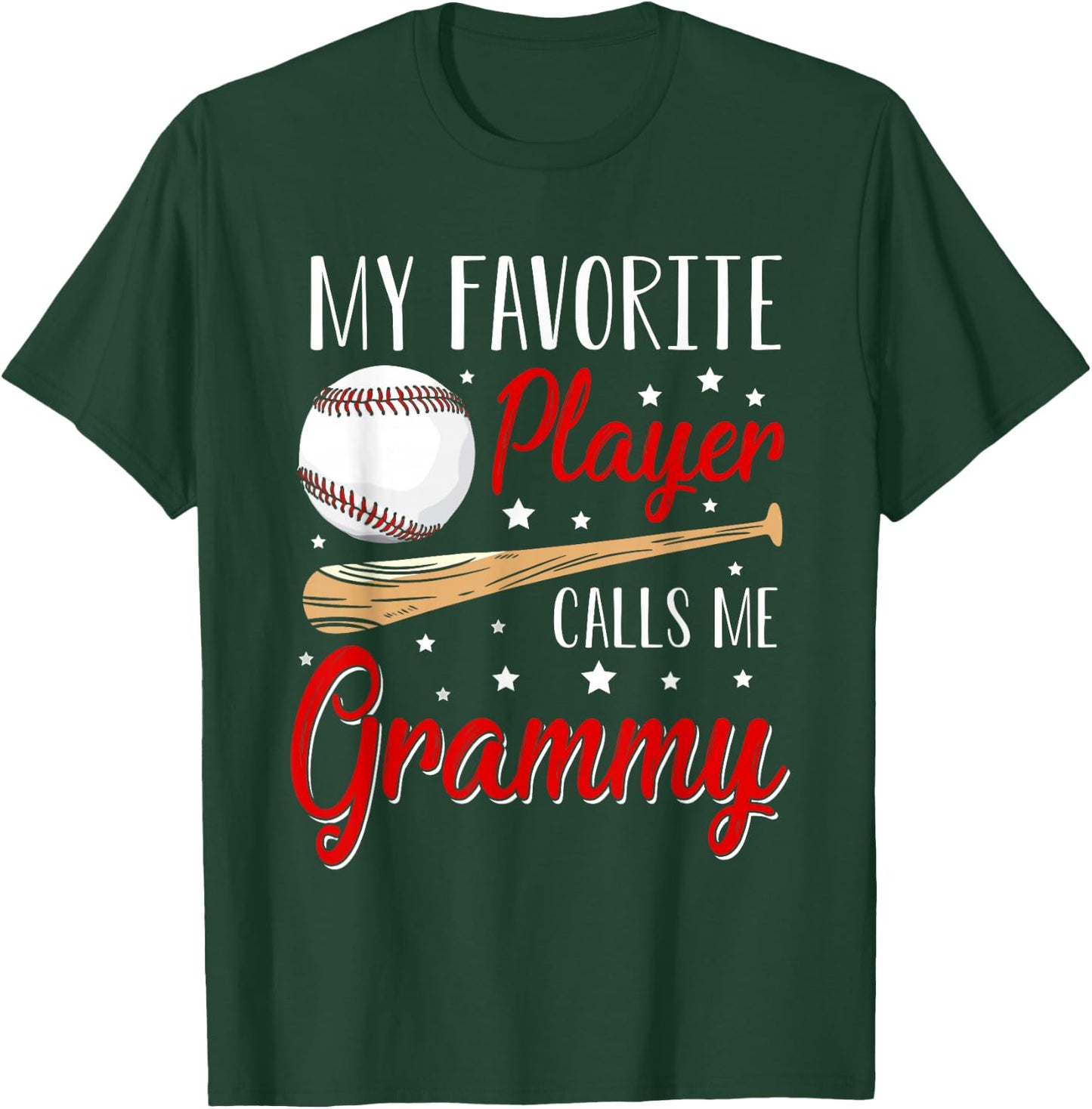 Baseball My Favorite Player Calls Me Grammy Heart Grandma T-Shirt - T-Shirt | Forest