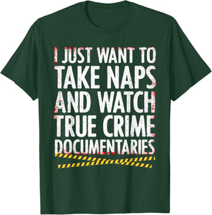 Cool True Crime Women Crime Lover Nap Documentaries T-Shirt - T-Shirt | Forest