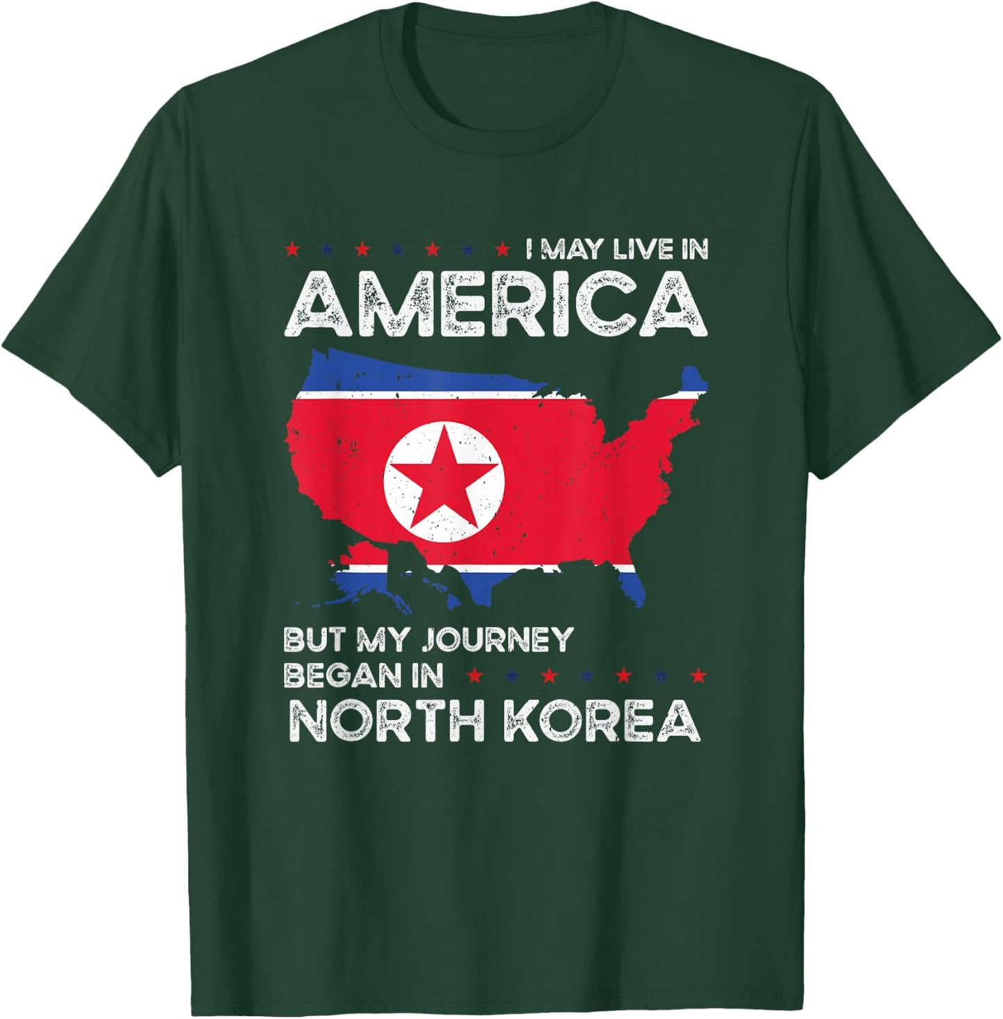 North Korean American USA Patriot Grown North Korea US Flag T-Shirt - T-Shirt | Forest