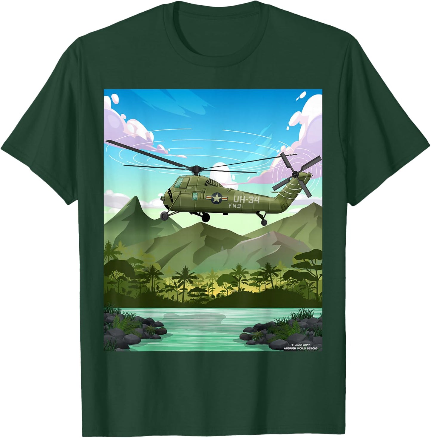 Vietnam War Military Helicopter Armed Forces Veterans Gift T-Shirt - T-Shirt | Forest
