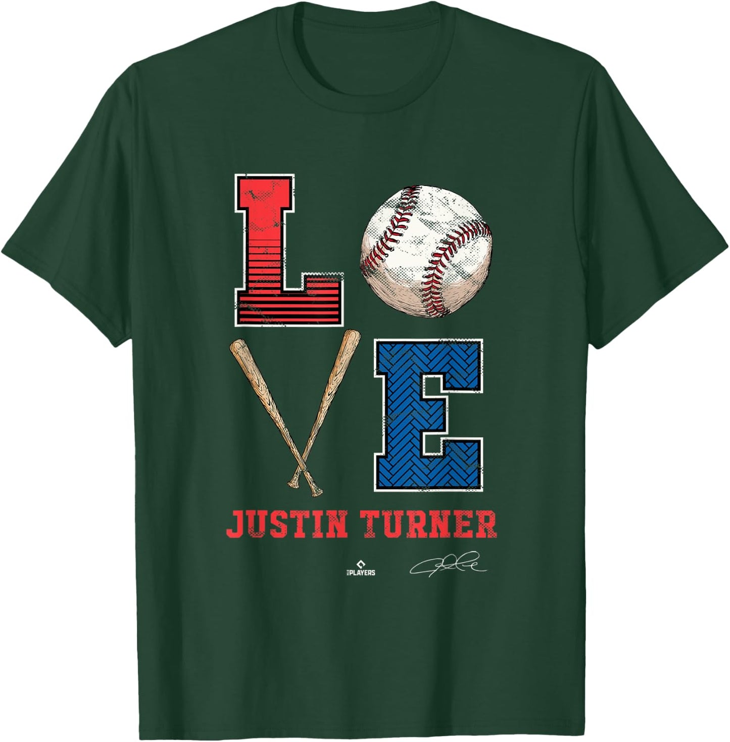 Love Justin Turner Justin Turner Los Angeles MLBPA T-Shirt - T-Shirt | Forest