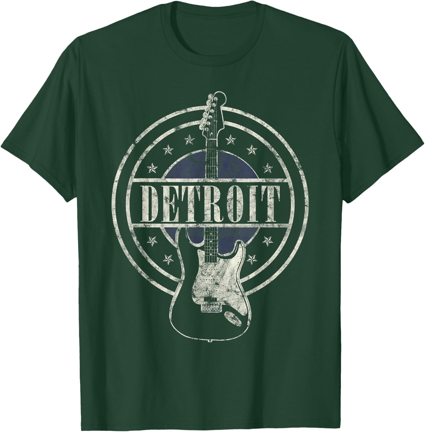 Vintage Detroit Souvenir Rock and Roll Guitar Player T-Shirt - T-Shirt | Forest