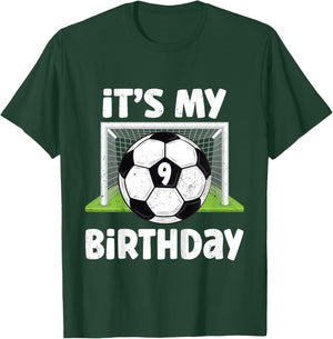 9 Years Old Soccer 9th Birthday Player Kids B-day Party T-Shirt - T-Shirt | Forest