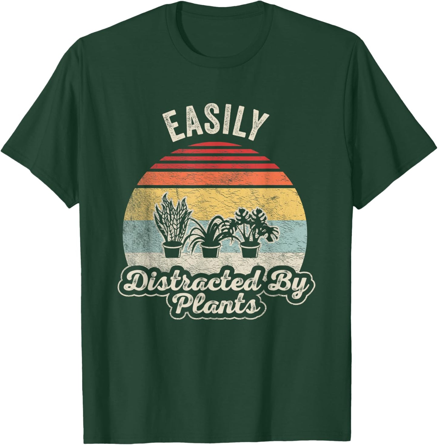 Retro Vintage Easily Distracted By Plants Gardening T-Shirt - T-Shirt | Forest