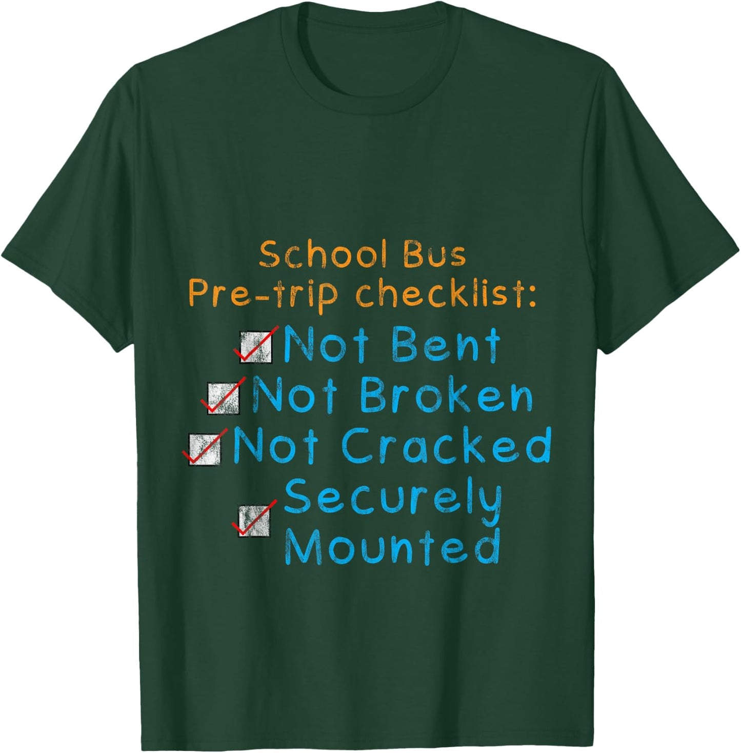 School Bus Pre-trip Checklist T-Shirt - T-Shirt | Forest