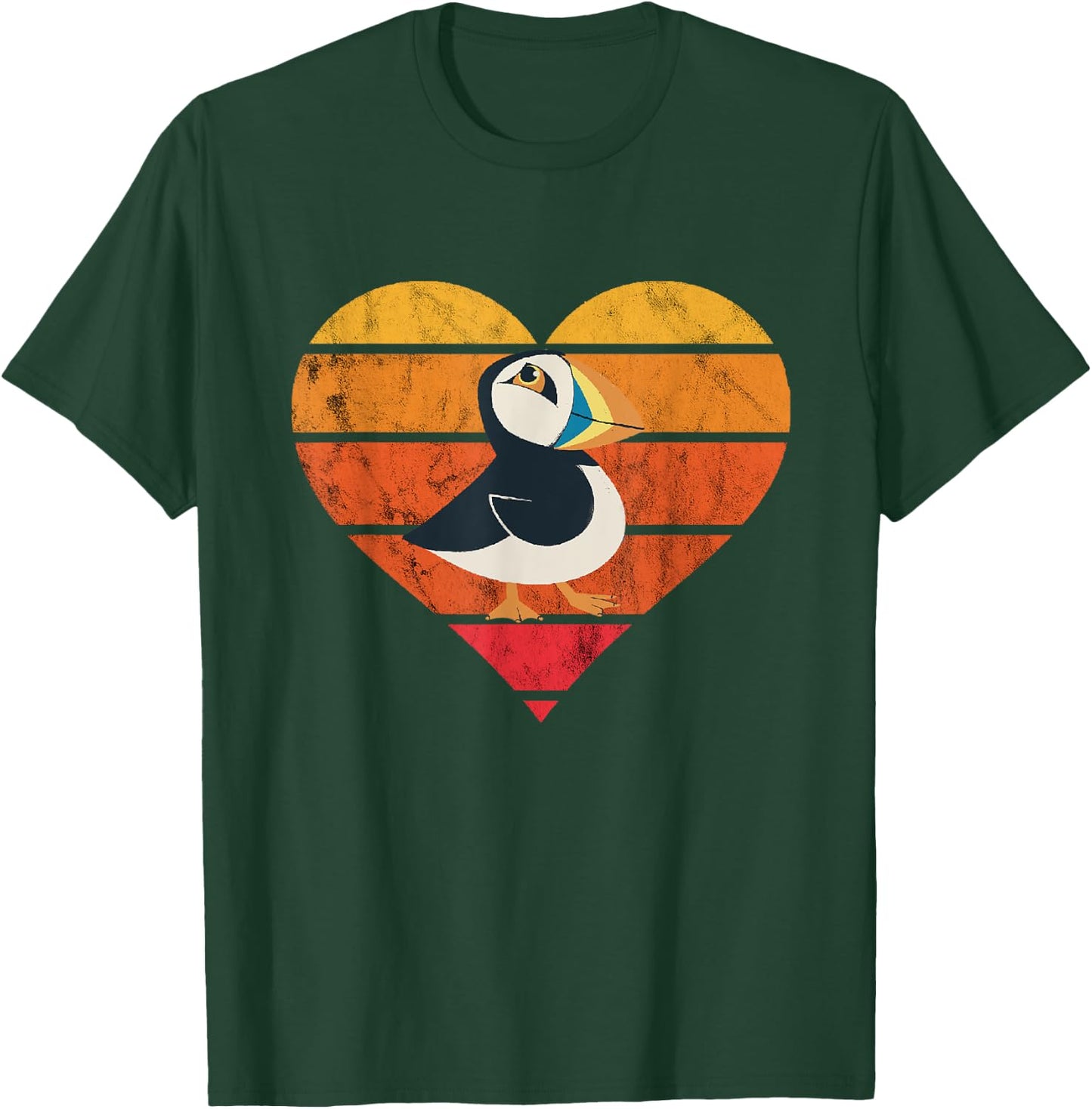 Puffin Bird Heart Retro Vintage Seabird Lover Puffin Lover T-Shirt - T-Shirt | Forest