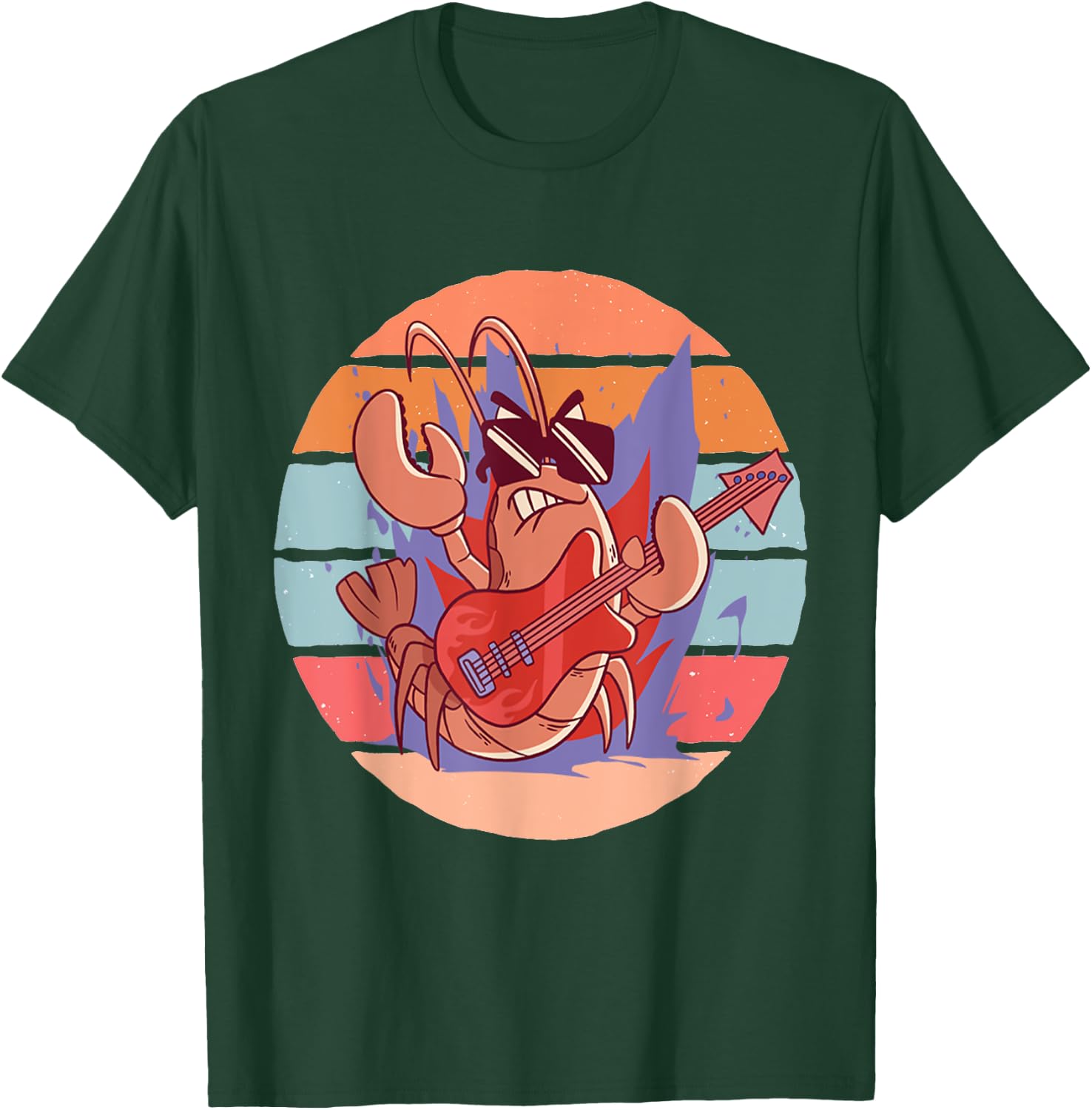 Rock Lobster Music Lover Musical Lobster Guitar Playing T-Shirt - T-Shirt | Forest