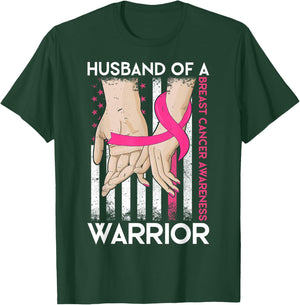 Husband Of A Warrior Breast Cancer Awareness Support Squad T-Shirt - T-Shirt | Forest
