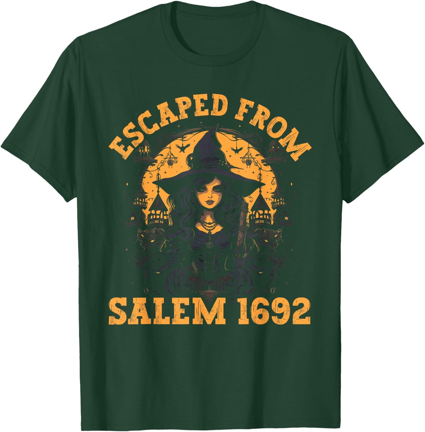Salem Witch Halloween 1692 Witches Broom Witchy Witchraft T-Shirt - T-Shirt | Forest