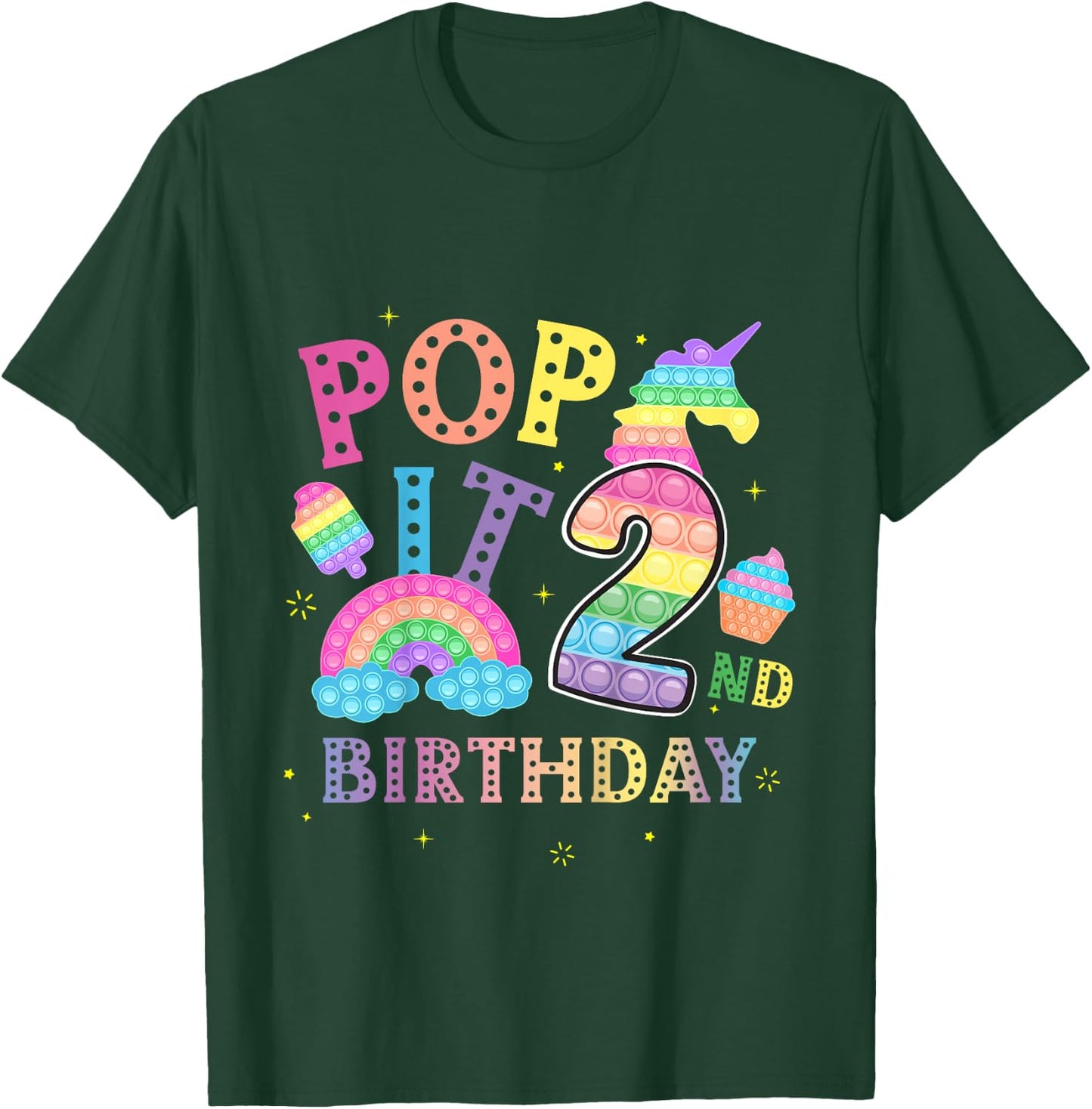 2nd Birthday Pop 2 Year Popping Party for Girls Pop it T-Shirt - T-Shirt | Forest