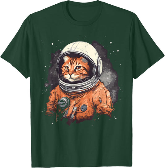 Red Cat In Astronaut Suit In Space Astronaut Cats Men Women Girls Kids T-Shirt - T-Shirt | Forest