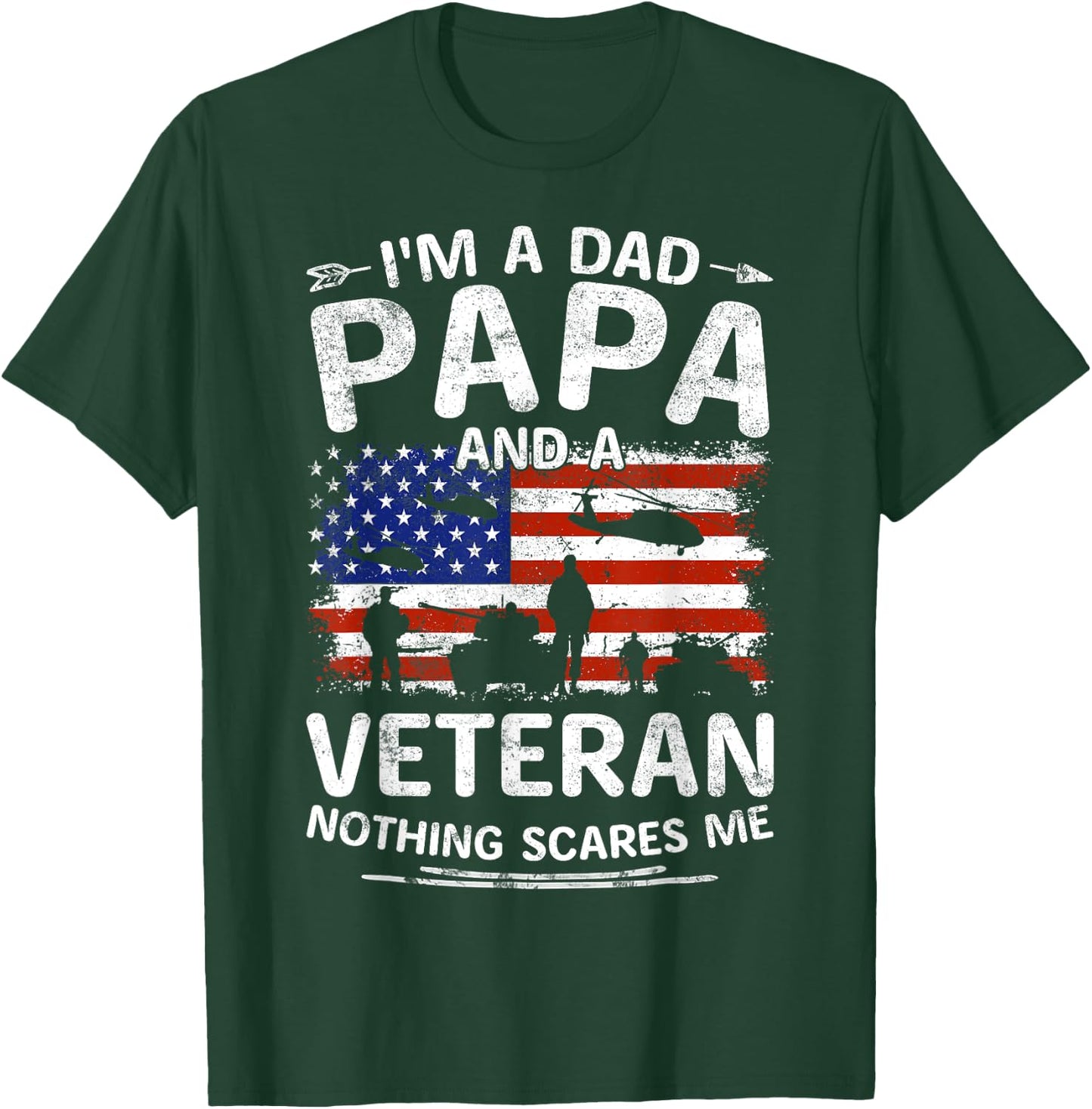 I'm A Dad Papa And Veteran Fathers Day Retro Papa Grandpa T-Shirt - T-Shirt | Forest