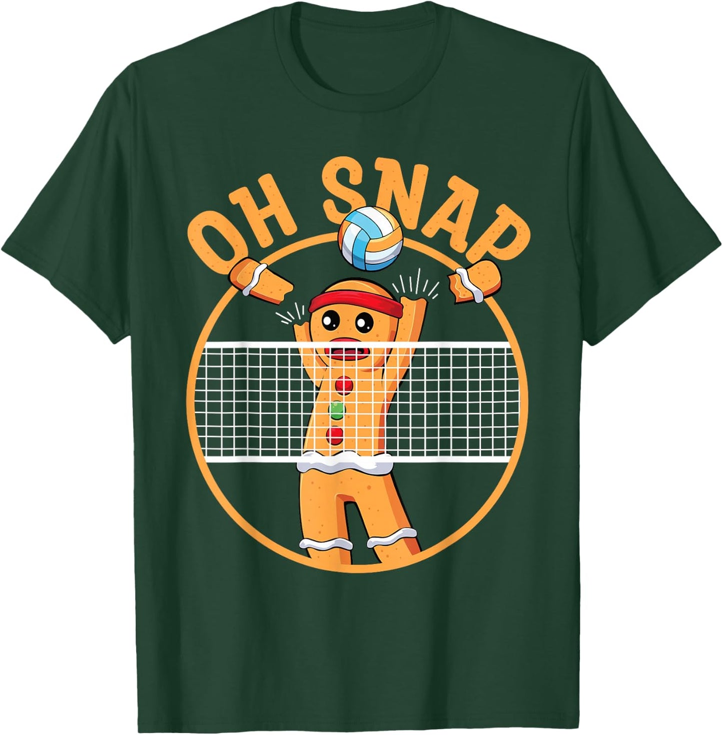 Oh Snap Gingerbread Man Christmas Volleyball T-Shirt - T-Shirt | Forest