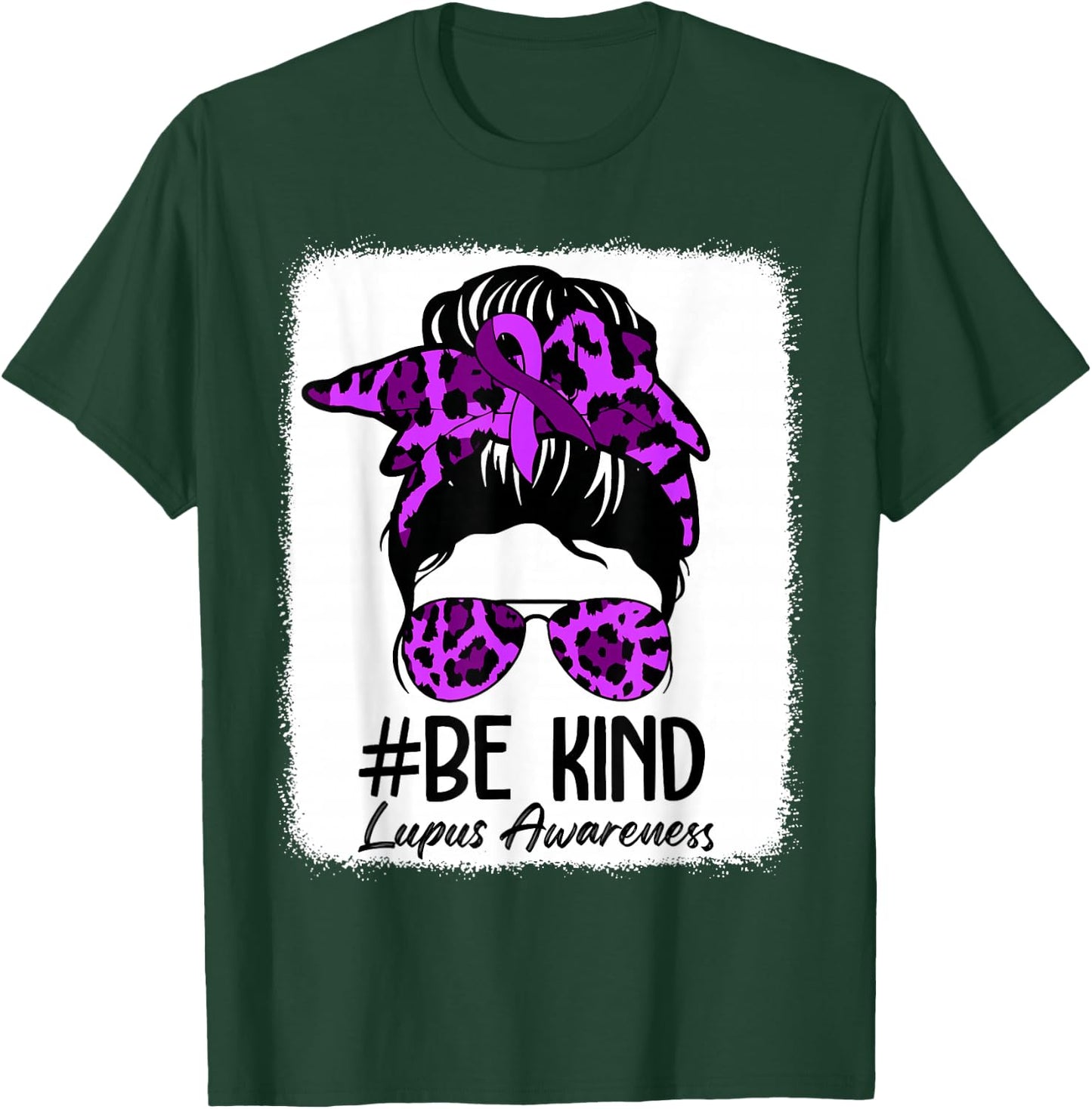 Be Kind Lupus Awareness Messy Bun May We Wear Purple Women T-Shirt - T-Shirt | Forest