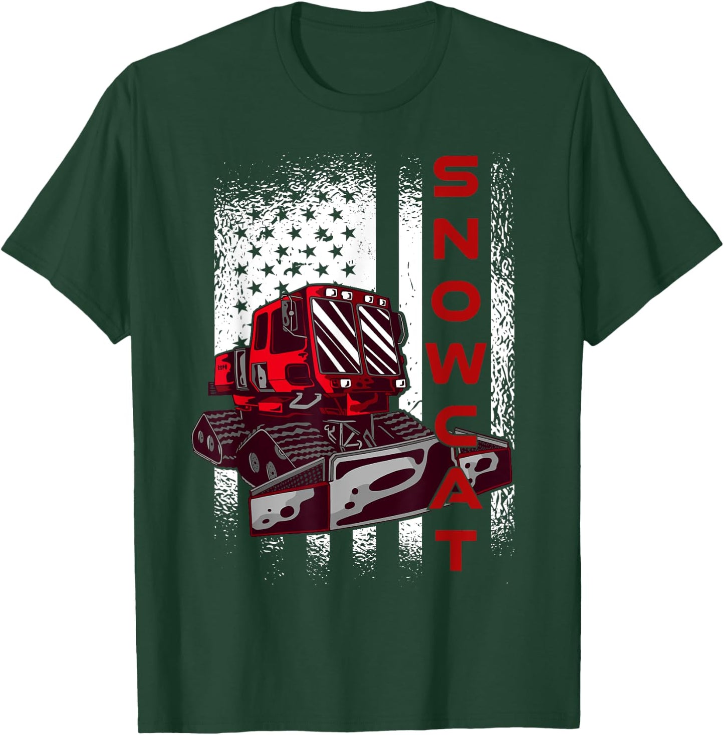 Snow Groomer Cool Snowcat Winter Sport US Flag Men Women T-Shirt - T-Shirt | Forest