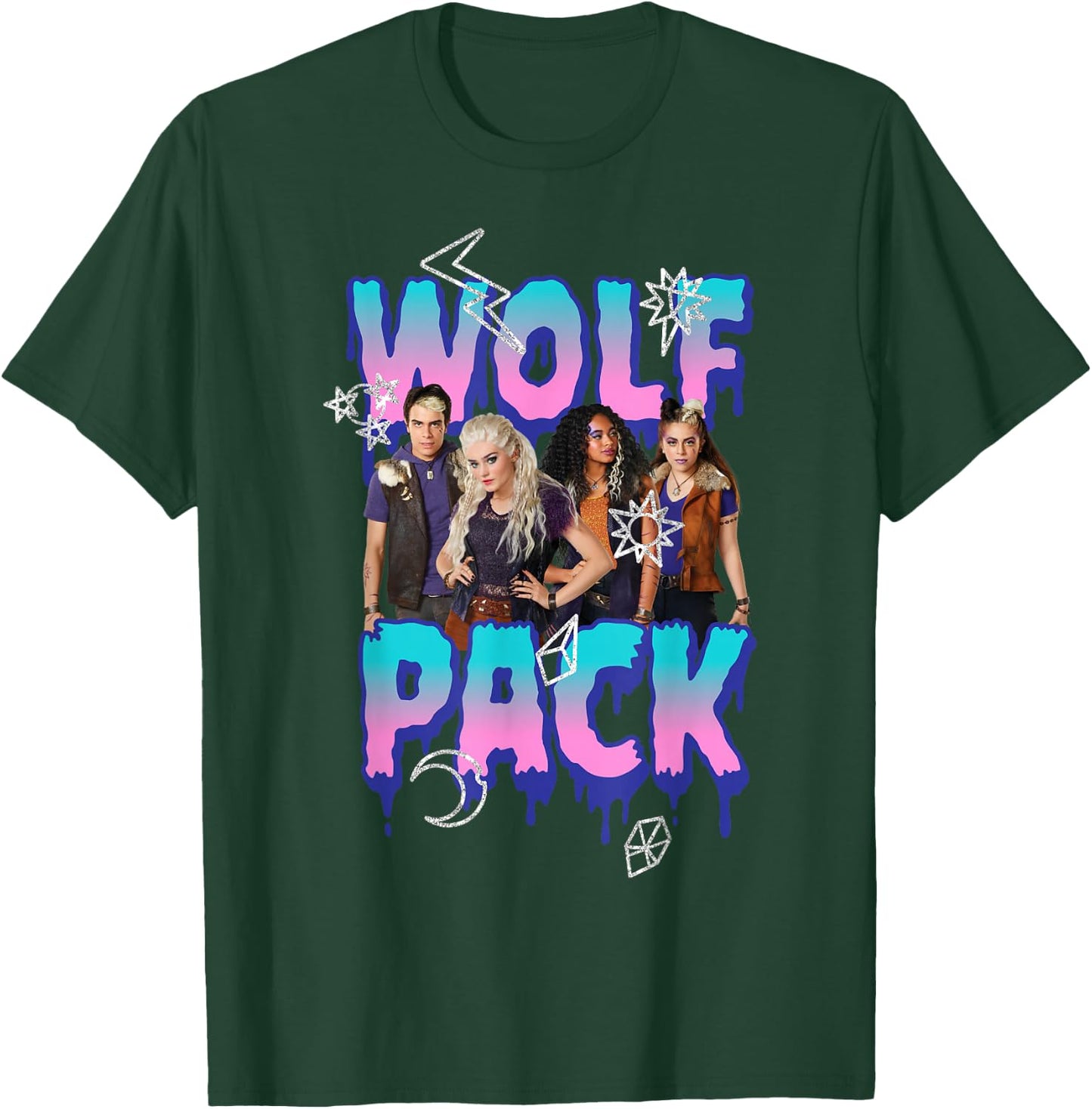 Disney Zombies Group Shot Wolf Pack Doodles T-Shirt - T-Shirt | Forest