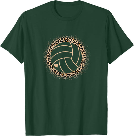 Cute Volleyball Leopard Print Women Girls Volleyball Lover T-Shirt - T-Shirt | Forest