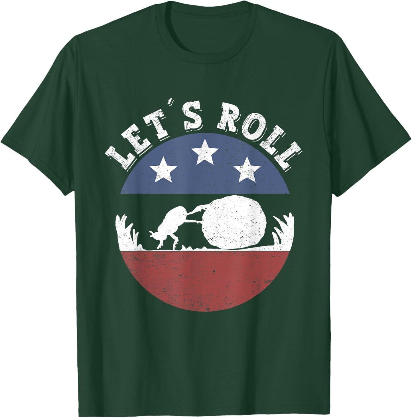 Lets Roll Vintage dung beatle pushing dung ball T-Shirt - T-Shirt | Forest